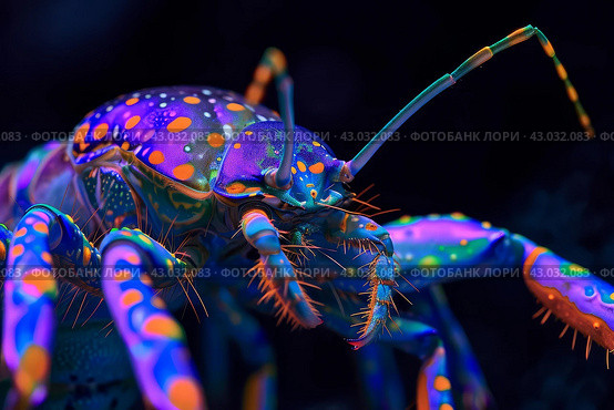 Abstract Arthropod antient neon image. Generate Ai. Стоковое AI-изображение, AI-художник Иван Рябоконь / Фотобанк Лори