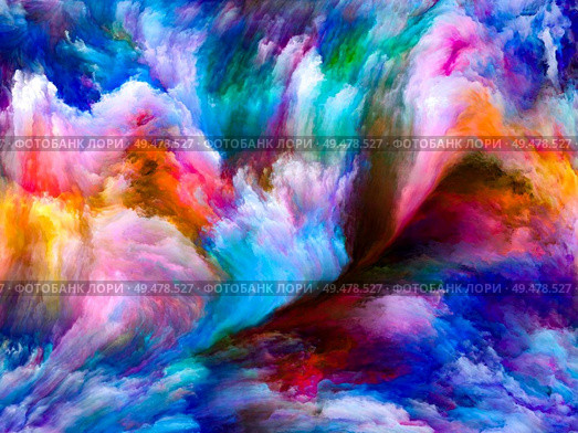 Abstract Color series. Design composed of colorful paint in motion on canvas as a metaphor on the subject of art, creativity and imagination. Стоковое фото, агентство Ingram Publishing / Фотобанк Лори
