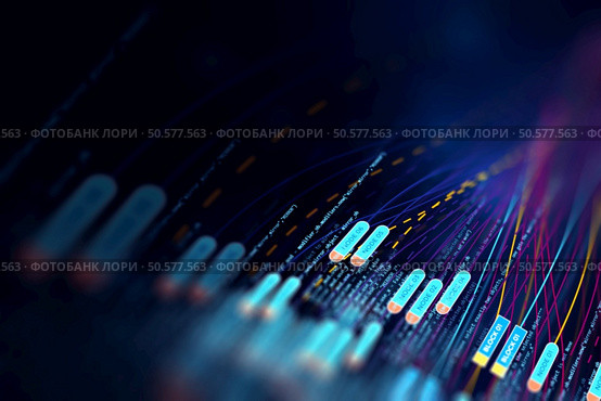 Abstract  Futuristic infographic with Visual data complexity , represent Big data concept, node base programming . Стоковое фото, агентство Ingram Publishing / Фотобанк Лори