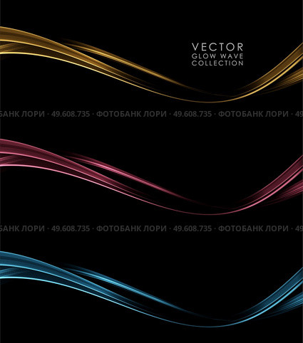 Abstract Gold, blue, pink waves. Shiny golden moving lines design element on dark background for gift, greeting card and disqount voucher. Vector Illustration. Abstract Gold Waves. Shiny golden moving lines design element with glitter effect on dark background for greeting card and disqount voucher. Стоковая иллюстрация, агентство Ingram Publishing / Фотобанк Лори
