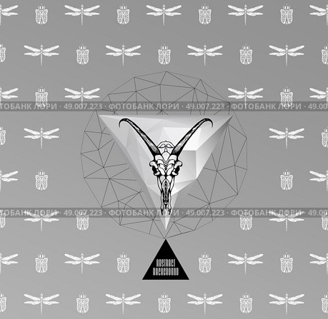 Abstract  gothic sacral illustration with polygon,  crystal design element, symbol, sign for tattoo. Стоковая иллюстрация, агентство Ingram Publishing / Фотобанк Лори