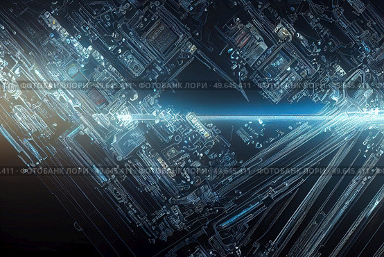 abstract motherboard and circuit background with blue neaon lights. abstract motherboard and circuit background. Стоковое фото, агентство Ingram Publishing / Фотобанк Лори