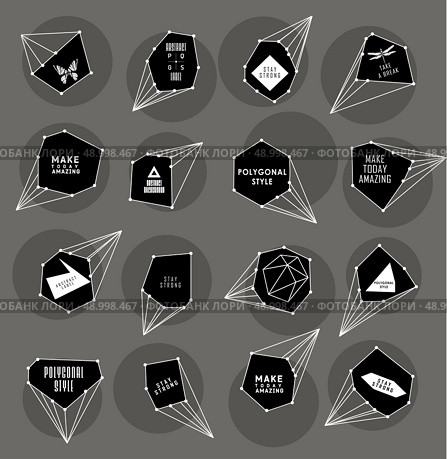 Abstract polygonal label and bubble design. Cosmic style. low poly illustration. Abstract polygonal label design. Elements of astronomy . Стоковая иллюстрация, агентство Ingram Publishing / Фотобанк Лори