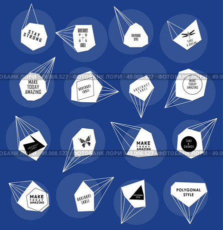 Abstract polygonal label and bubble design. Cosmic style. low poly illustration. Abstract polygonal label design. Elements of astronomy . Стоковая иллюстрация, агентство Ingram Publishing / Фотобанк Лори