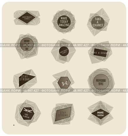 Abstract polygonal label design. Elements of astronomy and constellation. Cosmic style. . low poly illustration. Abstract triangles  design . Стоковая иллюстрация, агентство Ingram Publishing / Фотобанк Лори