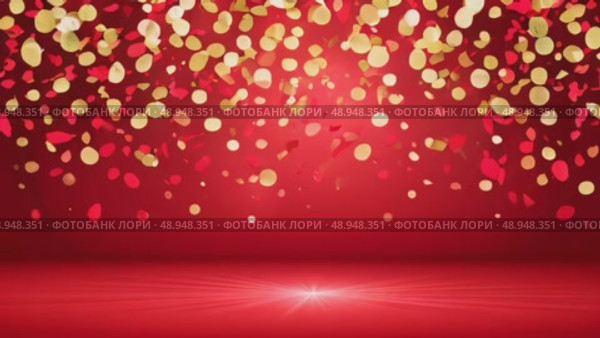 Abstract red background with golden bokeh lights and shimmering particles creating a festive atmosphere, ideal for holiday celebrations, invitations, or seasonal promotions. Стоковое AI-видео, аниматор Ирина Ручушкина / Фотобанк Лори