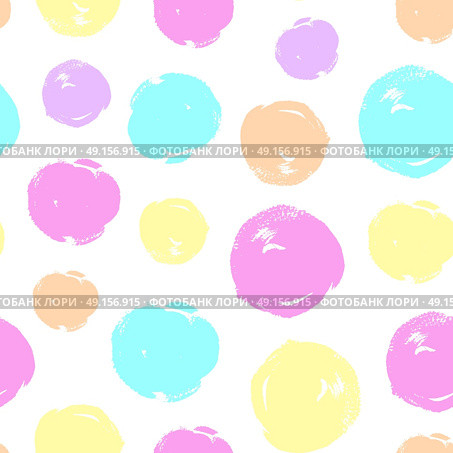 Abstract seamless pattern with varicolored round blots on a white background. Стоковая иллюстрация, агентство Ingram Publishing / Фотобанк Лори
