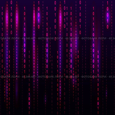 Abstract violet matrix background with columns of numbers, glow. Vector illustration. Стоковая иллюстрация, агентство Ingram Publishing / Фотобанк Лори