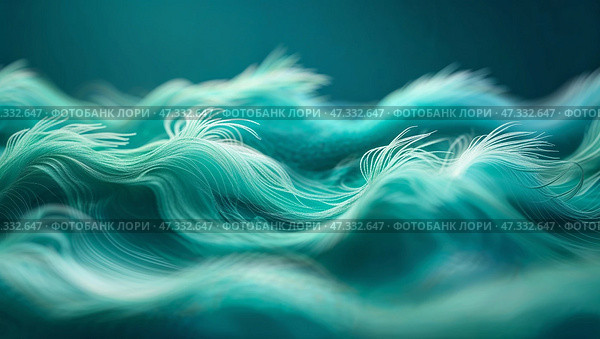 Abstract waves of teal fabric creating a fluid motion resembling ocean tides at twilight, evoking tranquility and depth. Стоковое AI-изображение, AI-художник Сергей Толмачёв / Фотобанк Лори