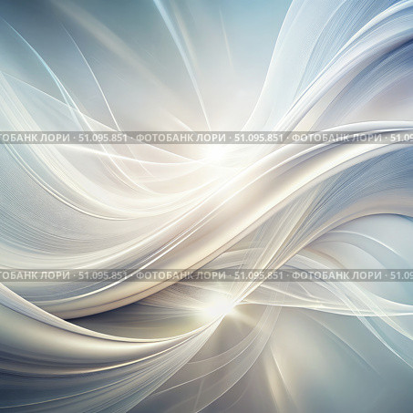 Abstract White Smooth Lines and Transitions With Light Glows. Generative AI. Стоковое AI-изображение, AI-художник Roman Zavorotny / Фотобанк Лори