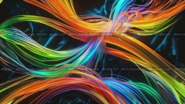 Абстрактные разноцветные радужные линии на темном фоне. Стоковое AI-видео, аниматор Irina Khaliavina / Фотобанк Лори