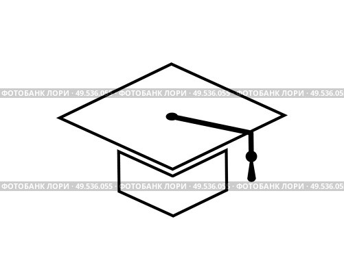 Academic cap with tassel line art vector icon isolated. Graduation hat, symbol of higher knowledge and wisdom. Simple shape of university magister headwear. Academic Cap with Tassel Line Art Vector Icon. Стоковая иллюстрация, агентство Ingram Publishing / Фотобанк Лори