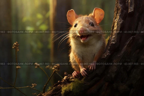 Adaptable Rodent animals on green moss surface. Generate ai. Стоковое AI-изображение, AI-художник Иван Рябоконь / Фотобанк Лори