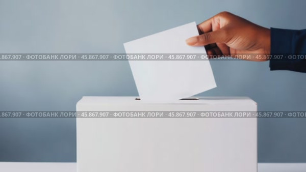 African American hand throwing ballot into ballot box at elections. President's Day. USA Day. American Independence Day. Patriotic memorial american composition red style decoration patriotism day abstract minimalism country holiday flag geometry. Стоковое AI-видео, аниматор ALLA YURTAYEVA / Фотобанк Лори