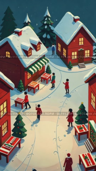AI-generated The city is in winter, it is snowing, people are standing on the street, Christmas trees in the snow, New Year snowfall. Стоковое AI-видео, аниматор Spirit River / Фотобанк Лори