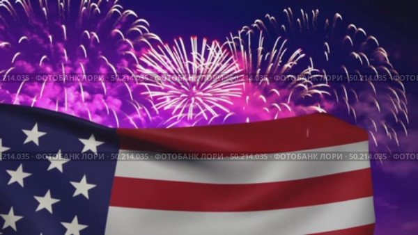 AI Generative National flag independence state USA, background fireworks. Стоковое AI-видео, аниматор Spirit River / Фотобанк Лори