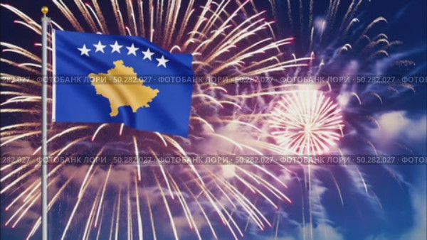 AI Generative The national flag of the independence of the state of Kosovo, background of fireworks. Стоковое AI-видео, аниматор Spirit River / Фотобанк Лори