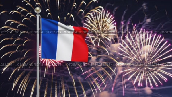 AI Generative The national flag of the independence of the state of France, background of fireworks. Стоковое AI-видео, аниматор Spirit River / Фотобанк Лори
