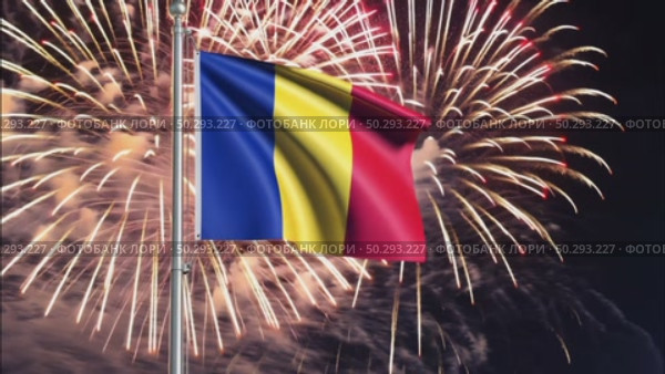 AI Generative The national flag of the independence of the state of Romania, background of fireworks. Стоковое AI-видео, аниматор Spirit River / Фотобанк Лори