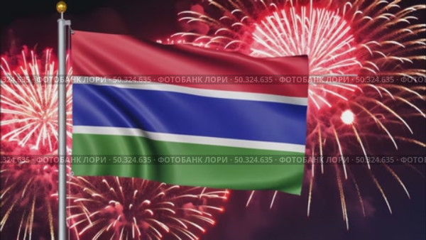 AI Generative The national flag of the independence of the state of Gambia, background of fireworks. Стоковое AI-видео, аниматор Spirit River / Фотобанк Лори
