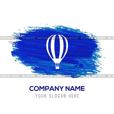 Air Balloon icon - Blue watercolor background. Стоковая иллюстрация, агентство Ingram Publishing / Фотобанк Лори