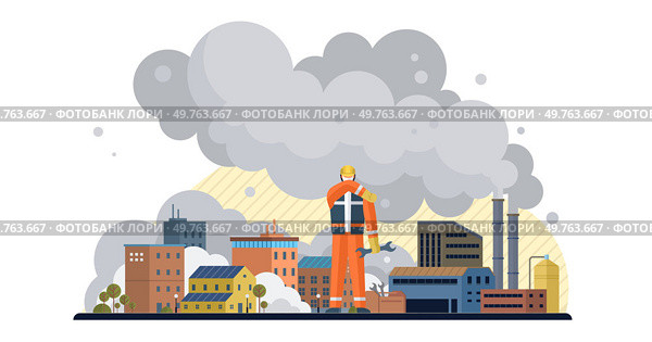 Air pollution vector illustration. Smog, insidious infiltrator, wraps its toxic tendrils around lungs our atmosphere The air pollution concept is puzzle, riddle threatening balance our ecology. Air pollution. Natures tears fall as we pollute air, lifeblood our fragile ecosystem. Стоковая иллюстрация, агентство Ingram Publishing / Фотобанк Лори