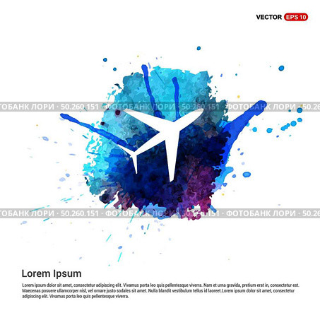 Airplane icon - Watercolor Background. Стоковая иллюстрация, агентство Ingram Publishing / Фотобанк Лори