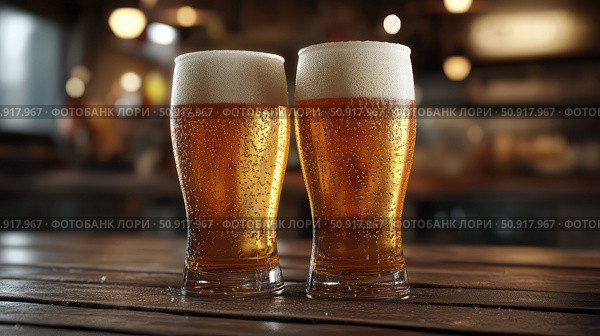 ale two beers ai generated. Стоковое AI-изображение, AI-художник Vectorwin / Фотобанк Лори
