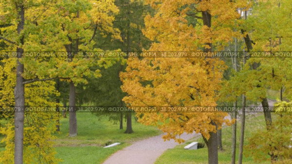 Александровский парк (Царское Село). Вид с павильона Шапель. Alexander Park (Tsarskoye Selo). View from the Chapelle Pavilion. (2021 год). Редакционное видео, видеограф Евгений Романов / Фотобанк Лори