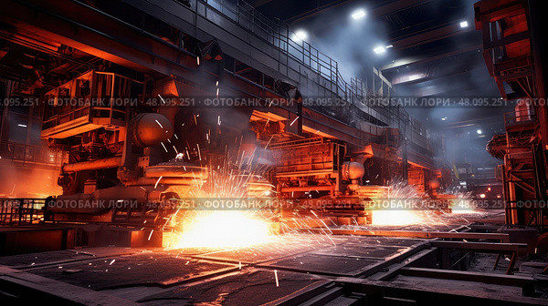alloy metallurgy steel mill ai generated. Стоковое AI-изображение, AI-художник Vectorwin / Фотобанк Лори