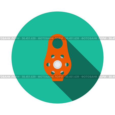 Alpinist Pulley Icon. Flat Circle Stencil Design With Long Shadow. Vector Illustration. Стоковая иллюстрация, агентство Ingram Publishing / Фотобанк Лори