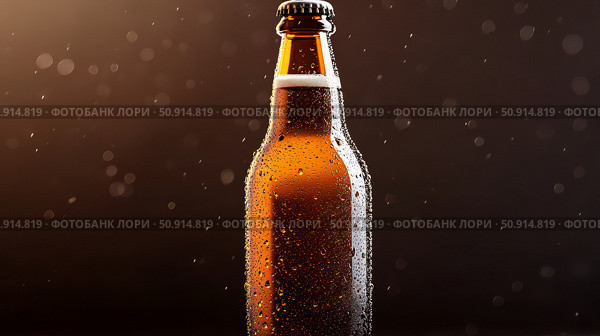 amber beer bottle shape ai generated. Стоковое AI-изображение, AI-художник Vectorwin / Фотобанк Лори