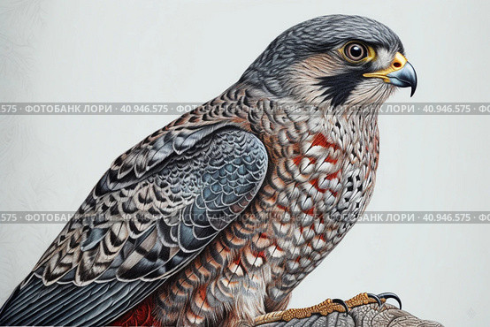 Amur Falcon on a light background,, watercolor style, Generative AI. Стоковое AI-изображение, AI-художник Анна Кривицкая / Фотобанк Лори