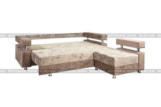 An unfolded velor sofa. Cushioned furniture. Стоковое фото, фотограф Лазаренко Светлана / Фотобанк Лори