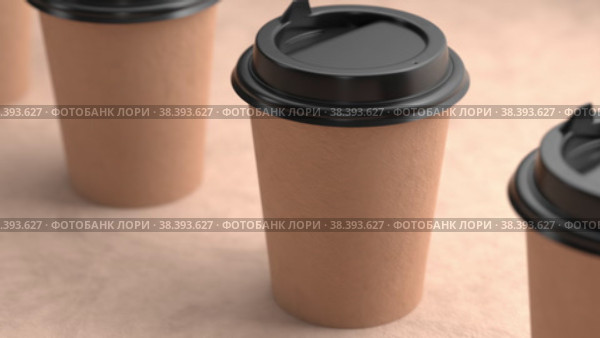 Animation of camera movement along a row of paper cups. Стоковая анимация, аниматор Alexander / Фотобанк Лори
