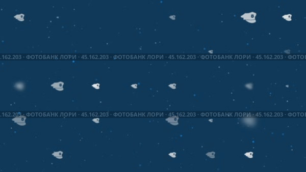 Анимация шаблона с равномерно расположенными символами полицейских фуражек разного размера и непрозрачности. Анимация прозрачности и размера. Бесшовная закольцованная анимация в формате 4k на темно-синем фоне со звездами. Стоковое видео, видеограф Карпенко Алексей / Фотобанк Лори
