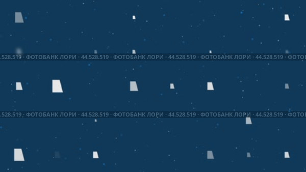 Анимация шаблона, состоящая из равномерно расположенных символов-трапеций разного размера и непрозрачности. Анимация прозрачности и размера. Бесшовная закольцованная анимация в формате 4k на темно-синем фоне со звездами. Стоковое видео, видеограф Карпенко Алексей / Фотобанк Лори