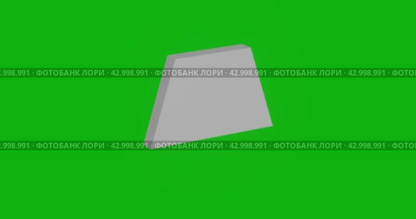 Анимация вращения белого символа трапеции с тенью. Простое и сложное вращение. Плавная закольцованная анимация в формате 4k на зеленом фоне в цветовой гамме. Стоковая анимация, аниматор Карпенко Алексей / Фотобанк Лори
