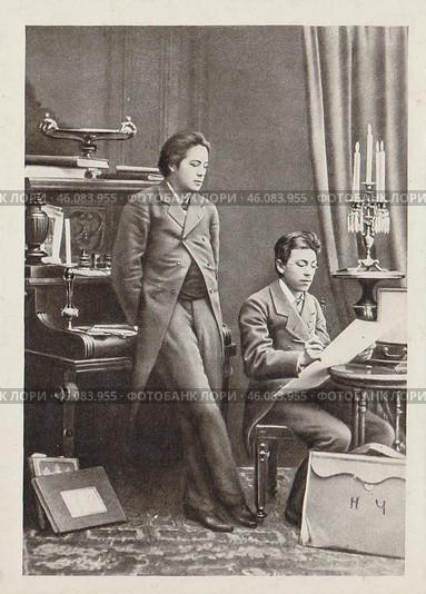 Антон Павлович Чехов и его родной брат Николай Павлович Чехов. Фотография 1901. Стоковое фото, фотограф Сергей Афанасьев / Фотобанк Лори