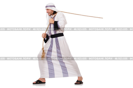 Arab man in tug of war concept. Стоковое фото, агентство Ingram Publishing / Фотобанк Лори