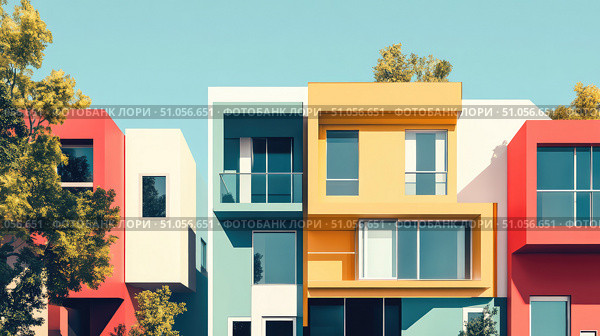 architecture abstract visualization of modular housing unit ai generated. Стоковое AI-изображение, AI-художник Vectorwin / Фотобанк Лори