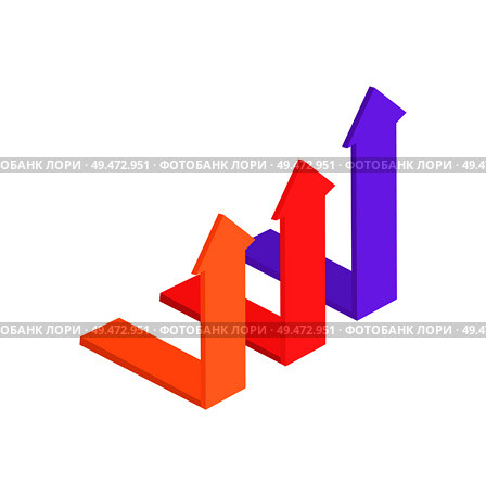 Arrows pointing up that show increase. Direction pointers for graphics or instruction signs. Colorful curved symbols vector illustration isolated.. Arrows Pointing Up that Show Increase Isolated. Стоковая иллюстрация, агентство Ingram Publishing / Фотобанк Лори
