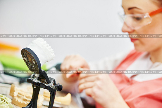 articulator with dental prosthesis model. Стоковое фото, фотограф Дмитрий Калиновский / Фотобанк Лори