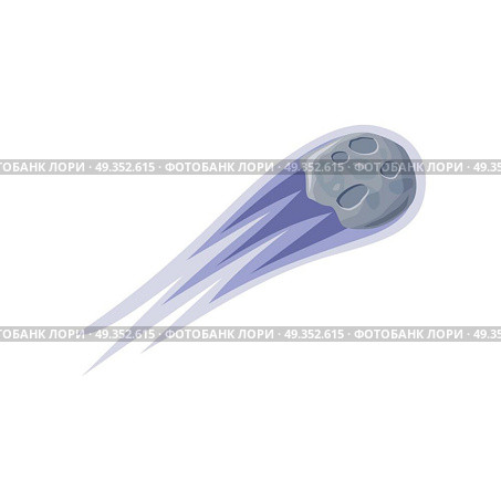 Asteroid Icon Illustration. Asteroid icon illustration. Falling asteroid with long tail. Asteroids flying. Comet icon. Element of solar system. Isolated object in flat on white background. Meteor shower. Vector illustration. Стоковая иллюстрация, агентство Ingram Publishing / Фотобанк Лори