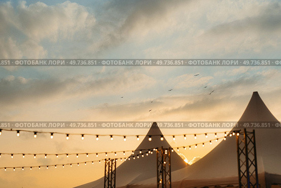 atmospheric warm light bulbs wrapped in garlands to decorate the holiday. Стоковое фото, агентство Ingram Publishing / Фотобанк Лори