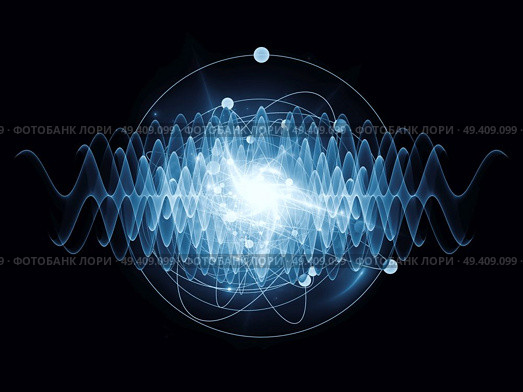 Atomic series. Abstract concept of atom and quantum waves illustrated with fractal elements. Стоковое фото, агентство Ingram Publishing / Фотобанк Лори