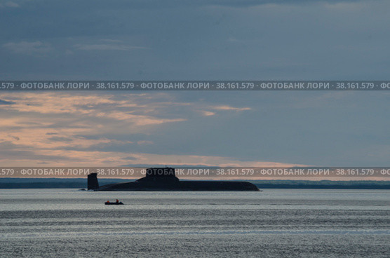Атомная подводная лодка "Дмитрий Донской" в Арктике. Стоковое фото, фотограф Яковлев Сергей / Фотобанк Лори
