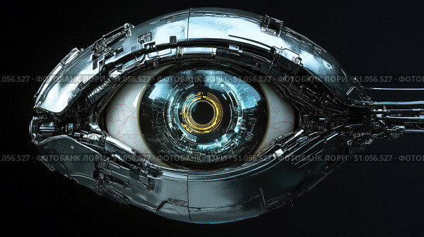 automation blinking robotic eye ai generated. Стоковое AI-изображение, AI-художник Vectorwin / Фотобанк Лори