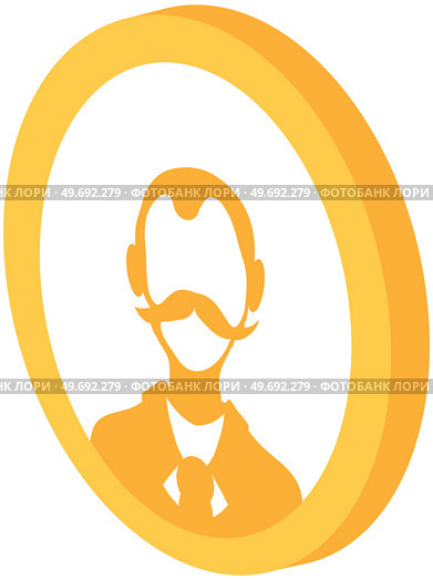Avatar profile icon, male portrait. Round label with head symbol of gentleman. Graphical representation of user, his alter ego, game internet character in web forums, messengers, chats, portals, blogs. Avatar profile icon. Graphical representation of user, his alter ego, game internet character. Стоковая иллюстрация, агентство Ingram Publishing / Фотобанк Лори