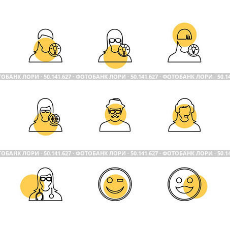 avtar , user , profile , avatar , emoji , emoticon , face , profile , picture , man , woman , ladies , gents , male , female , boy , girl , icon, vector, design,  flat,  collection, style, creative,  icons. Стоковая иллюстрация, агентство Ingram Publishing / Фотобанк Лори